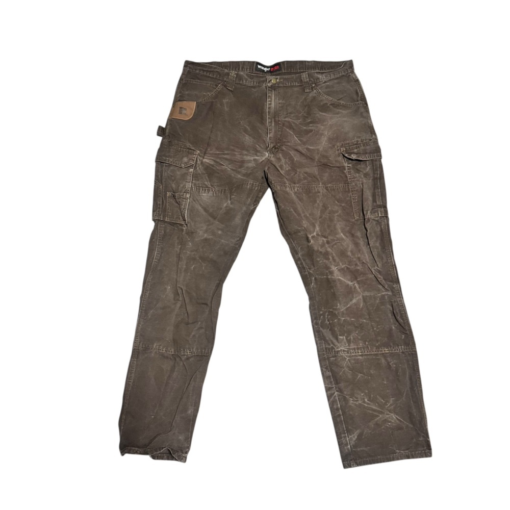 Wrangler Riggs Men's Canvas Cargo Pants Distressed Workwear Gorpcore Brown 42x34 - Picture 4 of 7